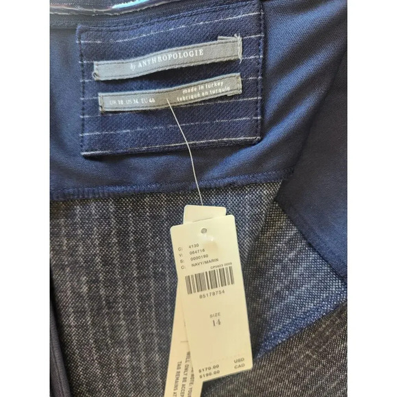 NWT Anthropologie Stripe Strapless Menswear Dress Sz 14 Stretch Deep Navy #9G406 - Picture 11 of 13